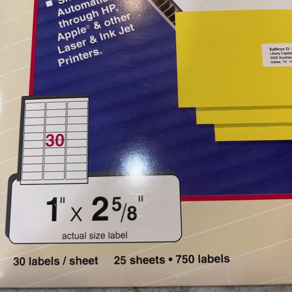 Avery Easy Peel Address Laser Labels 5260 1 x 2-5/8